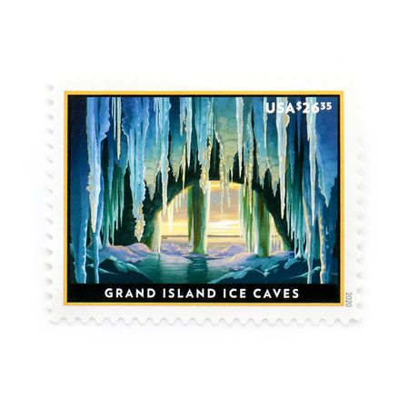 2020 US Grand Island Ice Caves Express Mail Pane Unused Forever Stamps For Mailing